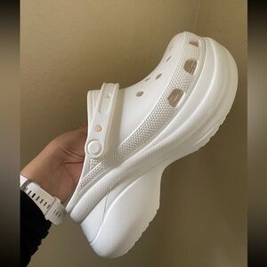 Crocs- White Platform Clogs